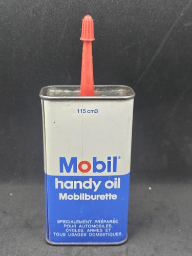 Ancienne burette huile mobil - ancienne,